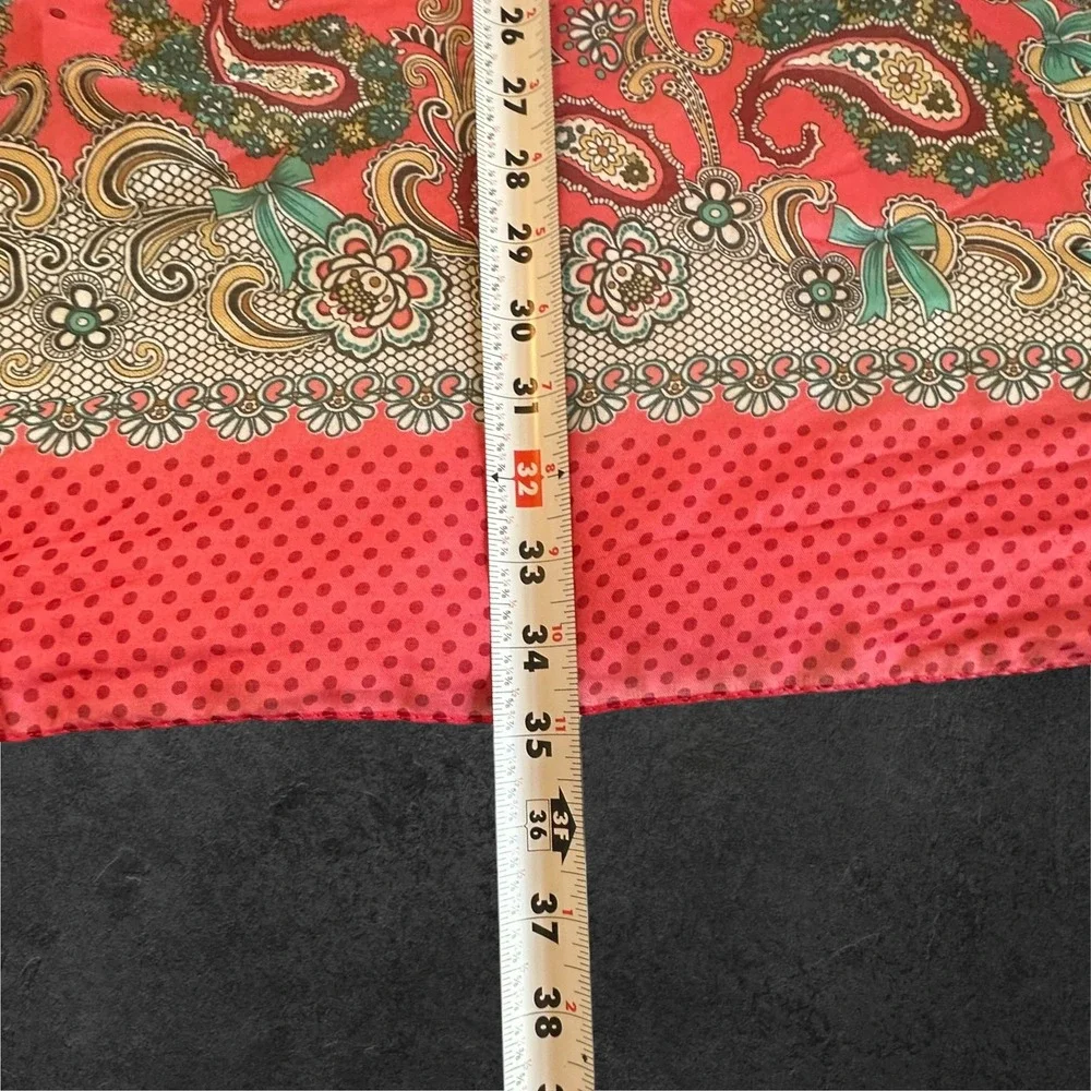 ZAMBAK Scarf Women Pink Paisley Polka Dot Floral Square Made in Turkey‎